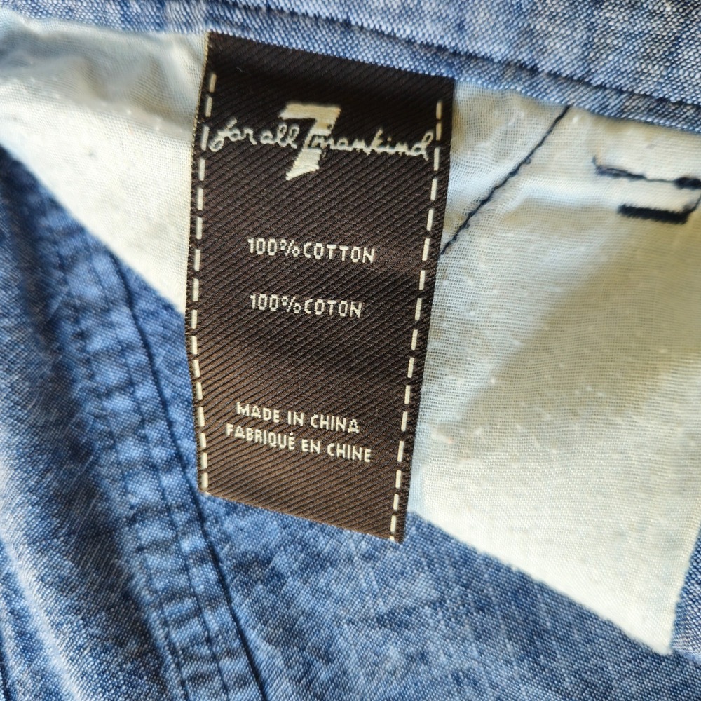7 For All Mankind Boys Blue Cotton Chambray Shorts Size 16 Light Wash Skater - Picture 4 of 9